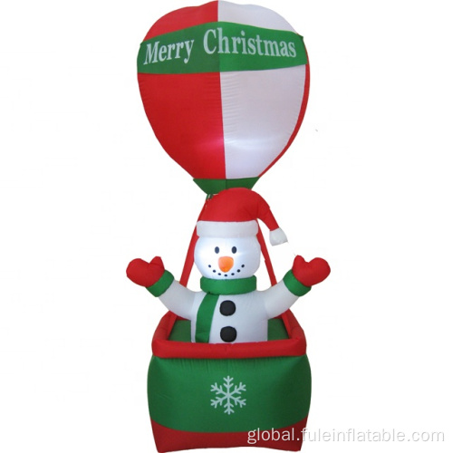 China Giant Inflatable Snowman In Hot Air Balloon Manufactory